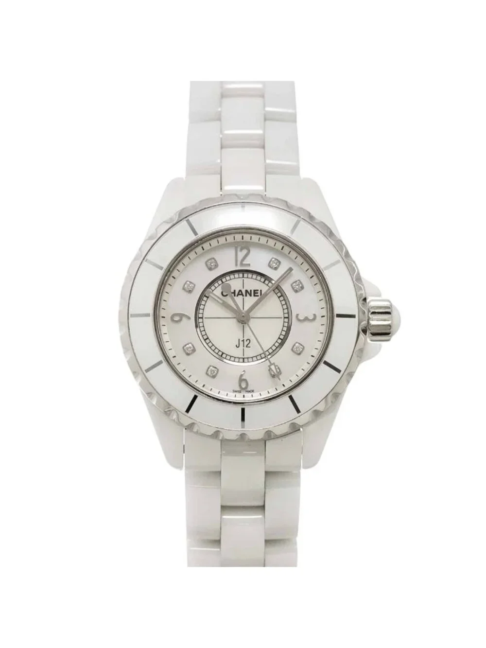 Chanel 33 Watch Diamond White Shell Ceramic Quartz